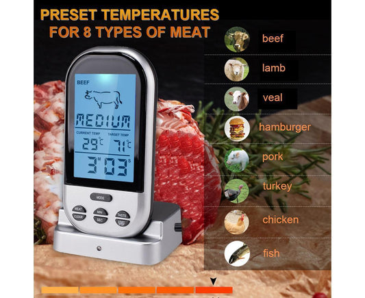 Digital Meat Thermometer - Wireless Remote - Waterproof