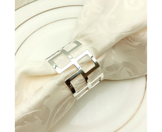 6Pcs Napkin Buckle Exquisite Elegant Fashion Table Decoration Napkin Rings for Kitchen-Silver