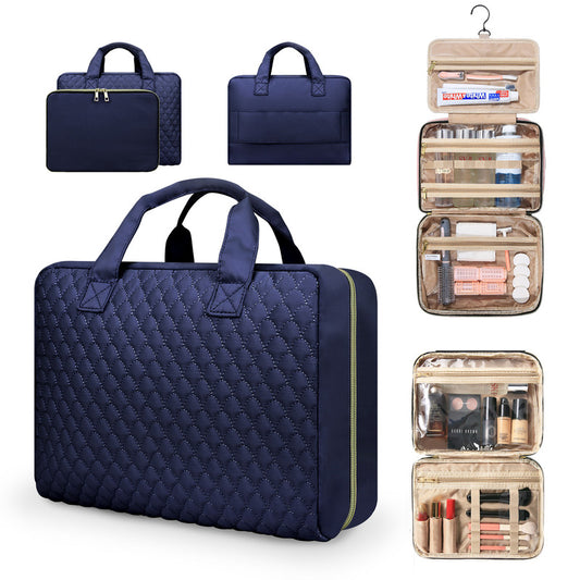 Ladies toiletry bag - Men's toiletry bag - Travel toiletry bag - Portable hanging storage box - Suitable for travel size shampoo, conditioner, skincare products and makeup accessories-DarkBlue
