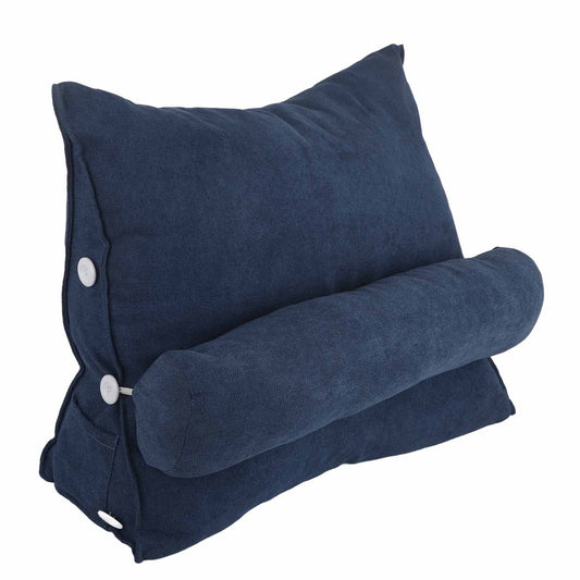 Large Backrest 60x22x50cm Triangular Design Detachable Soft Comfortable Reading Pillow Backrest for Home Sofa Bed Dark Blue 60x22x50cm
