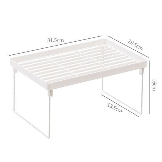 Dormitory Storage Shelf Strong PP Metal Foldable Design Simple Style Desktop Display Shelf for Home Dormitory Office White M