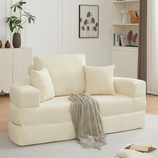 Multifunctional Round convertible Sofa Bed(Compressed Packaging) - Beige