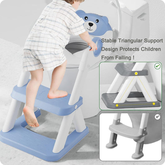 Potty Training Seat Ladder, Kids Boys Girls, Blue.