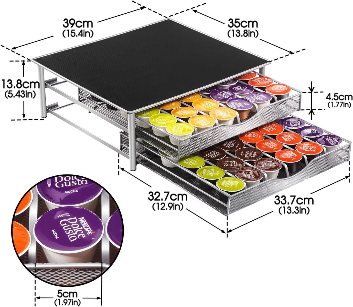 CARLA HOME K-Cup Coffee Pod Drawer for 72 Coffee Pods Storage for Home Kitchen Counter Organizer.