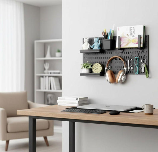 CARLA HOME Pegboard Wall Organizer Kit â 2 Black Modular Pegboards with 10 Accessories for Office, Gaming & Home Storage.
