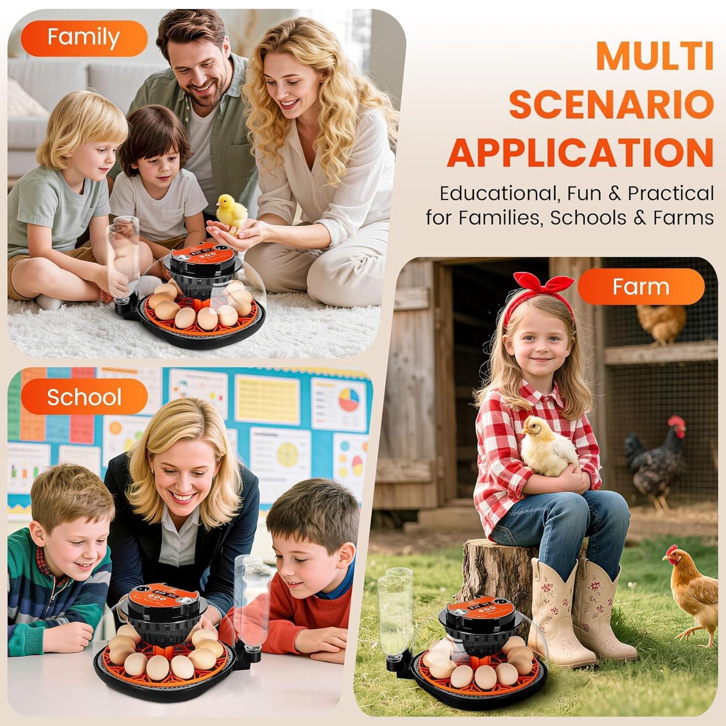 CARLA HOME 12 Egg Incubator with Automatic Turning, LED Display, Humidity & Temperature Control, Auto Water System & Built-in Egg Candler for Chicken, Duck, Quail, Goose.