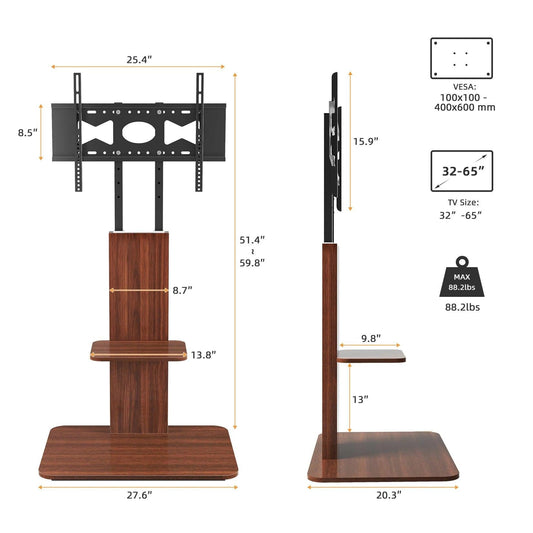 Adjustable Wood TV Stand for 32-65 Inch LCD LED.