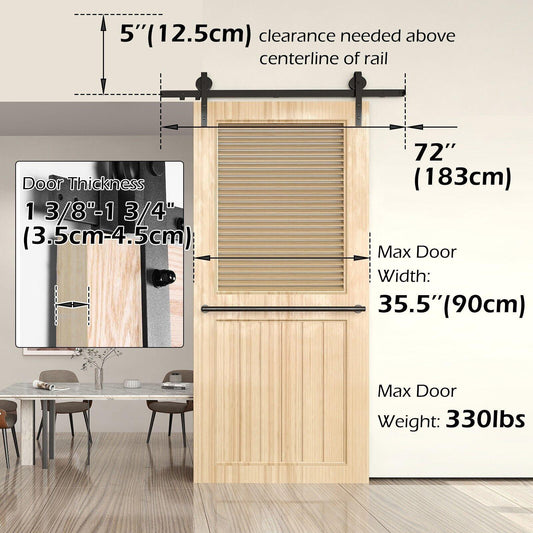 Sliding Barn Door Hardware Kit Rust Resistant Heavy Duty 1.83m.