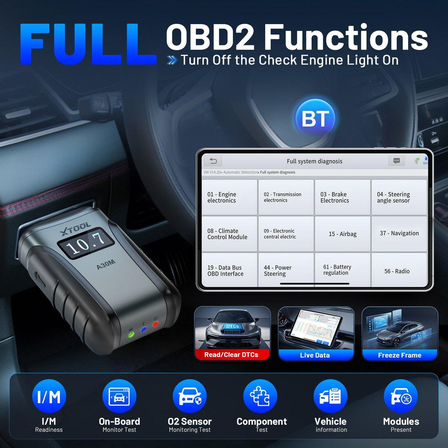 2025 A30M Bluetooth Diagnostic Scanner Global Version.