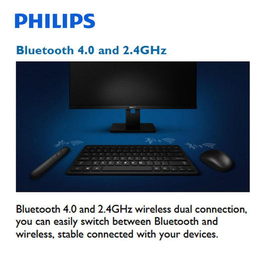 Philips Wireless Compact Keyboard BT 2.4Ghz Bluetooth Multi Device SPK6624.