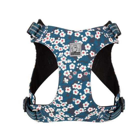 Floral Doggy Harness Saxony Blue XS.