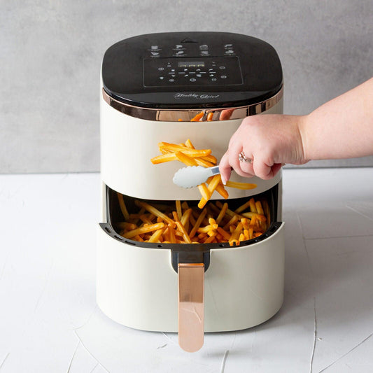 7L Digital Air Fryer with 8 pre-set Touch-control Cooking Programs - Cream.