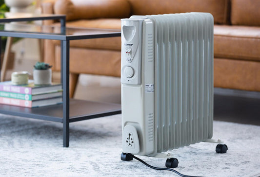 11-Fin Oil Column Heater 2400W w/ 3 Heat Settings & Wheels.