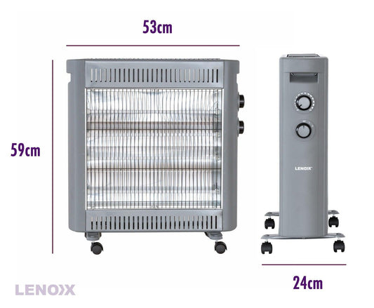 2200W Quartz Infrared Radiant Heater with Adjustable Thermostat and 2 Power Settings.