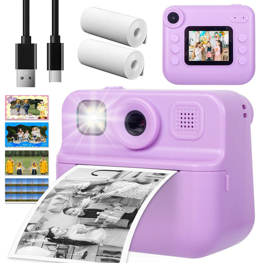 Kids 48MP Instant Print Camera with Dual Lens and 1080P HD Video.