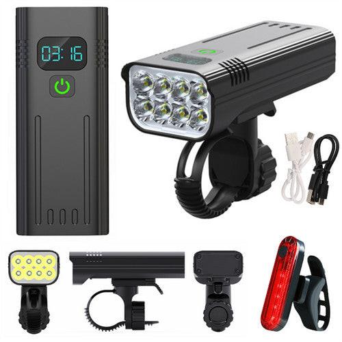 Waterproof Bike Light Set with Digital Battery Display Aluminum Alloy 360° Mount.