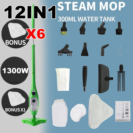 Steam Mop Handheld Carpet Cleaner High Pressure Steamer Floor Cleaning 1300W.