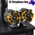 12Blade Fan Heat Self-Powered Wood Stove Top Burner Fireplace Silent Eco Heater.