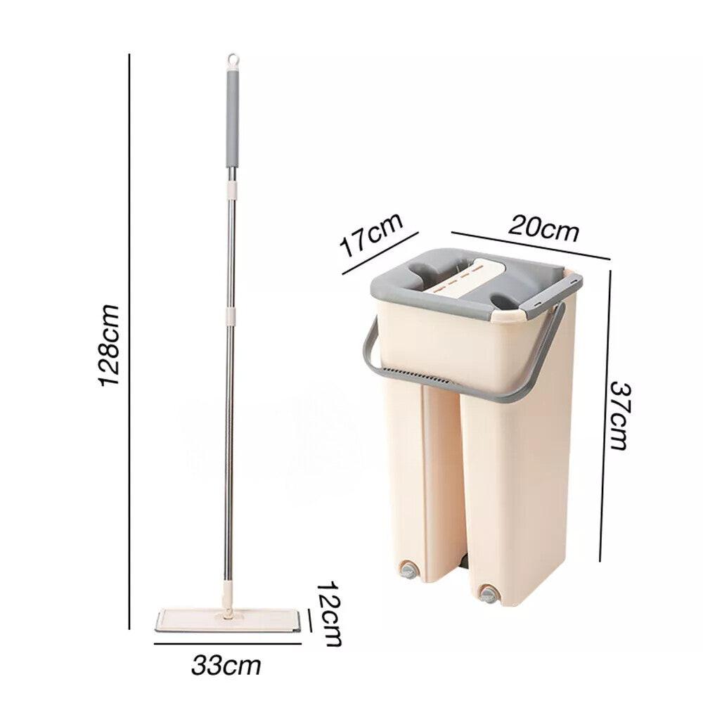 Mop Bucket Wet Dry Rinse Wash 360 Rotating Squeeze Flat Floor Cleaner with Pads.