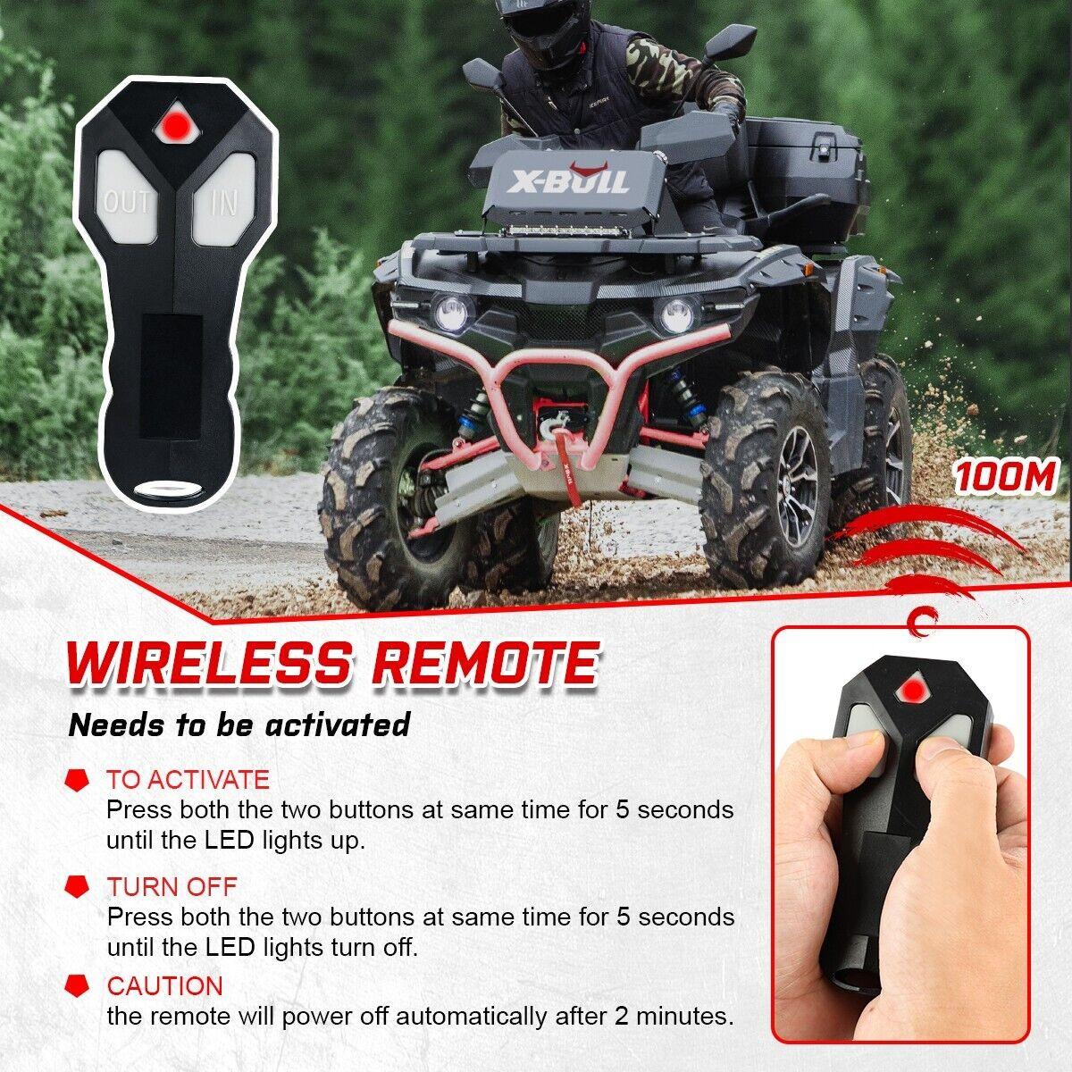 X-BULL Electric Winch 12V 3000LBS Steel Cable Wireless remote ATV UTV Boat Trailer.