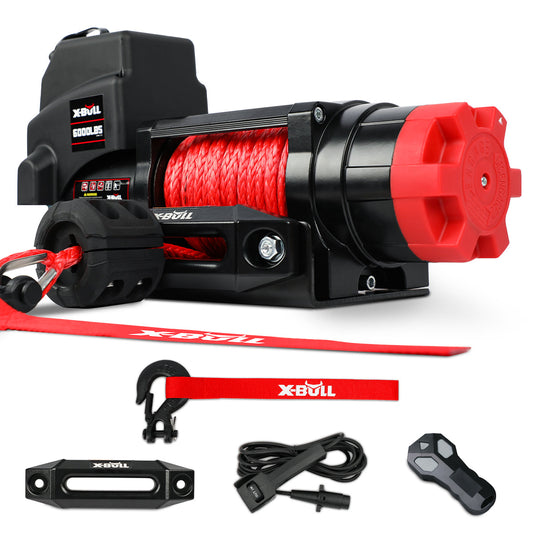 X-BULL Electric Winch 12V 6000LBS Synthetic Rope Wireless remote ATV UTV Boat Trailer 4WD.