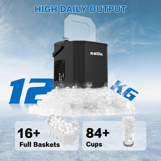 X-BULL Ice Maker Machine Commercial Portable Ice Cube 2.2L Home Bar Benchtop Black.