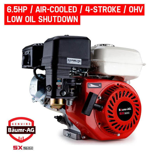 Baumr-AG 6.5HP Petrol Stationary Engine Motor 4-Stroke OHV Horizontal Shaft Recoil Start.