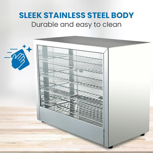 EUROCHEF Electric Food Warmer Display, 1000W, 4-Tier Stainless Steel.