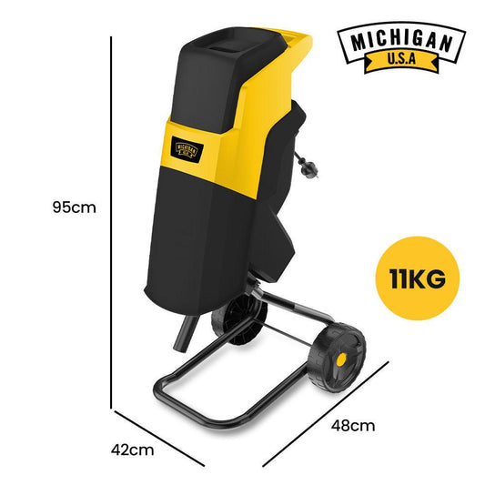 MICHIGAN 2400W Electric Garden Mulcher Shredder, Portable Wood Chipper, Push Stick, 40L Collection Bag.