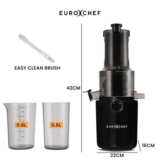 EUROCHEF Cold Press Slow Juicer Machine, Large Chute, 200W, Charcoal Grey.
