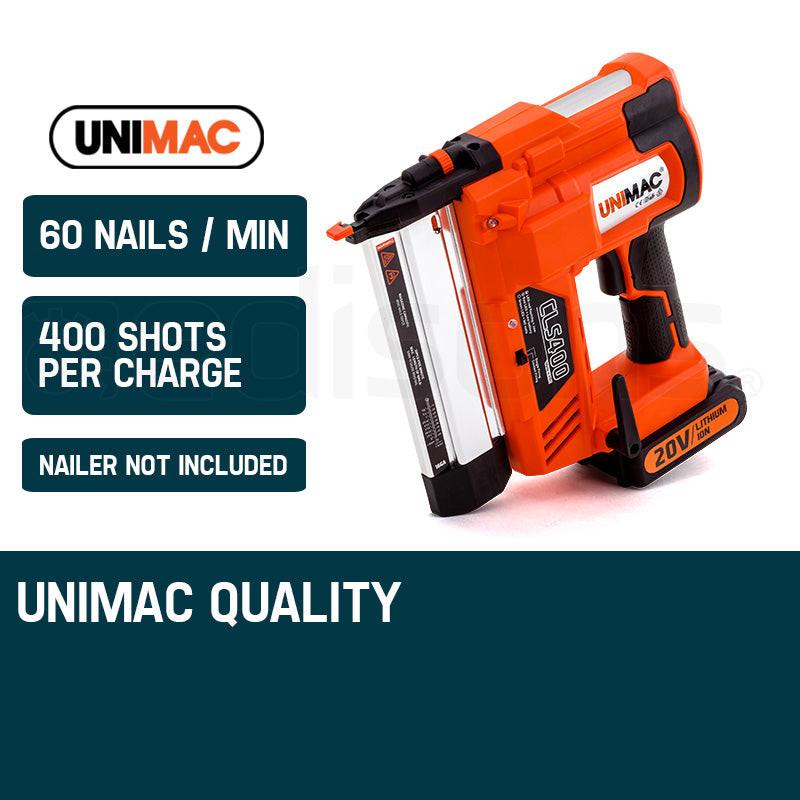 UNIMAC Nailer 20V Battery Lithium Ion Rechargeable Cordless Nail Gun.