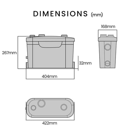 PROTEGE Grey Water Pump, with 3 Inlet, for House, Bathroom, Shower, Sink, Washing Machine.