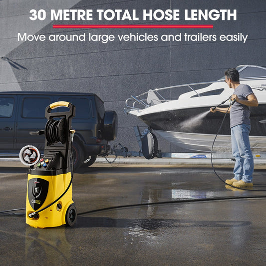 Jet-USA RX550 Electric High Pressure Washer 3500PSI Ultimate Pack, 5 Nozzles, Spin & Wheel Brush, Deck Cleaner, Turbo Head, Angled Lance, 30M Hose Reach.