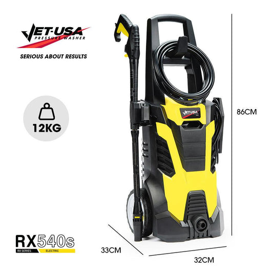 JET-USA RX540s Electric High Pressure Washer, 2900PSI 2 Nozzles, Brush Head, Deck Cleaner, Detergent Bottle.