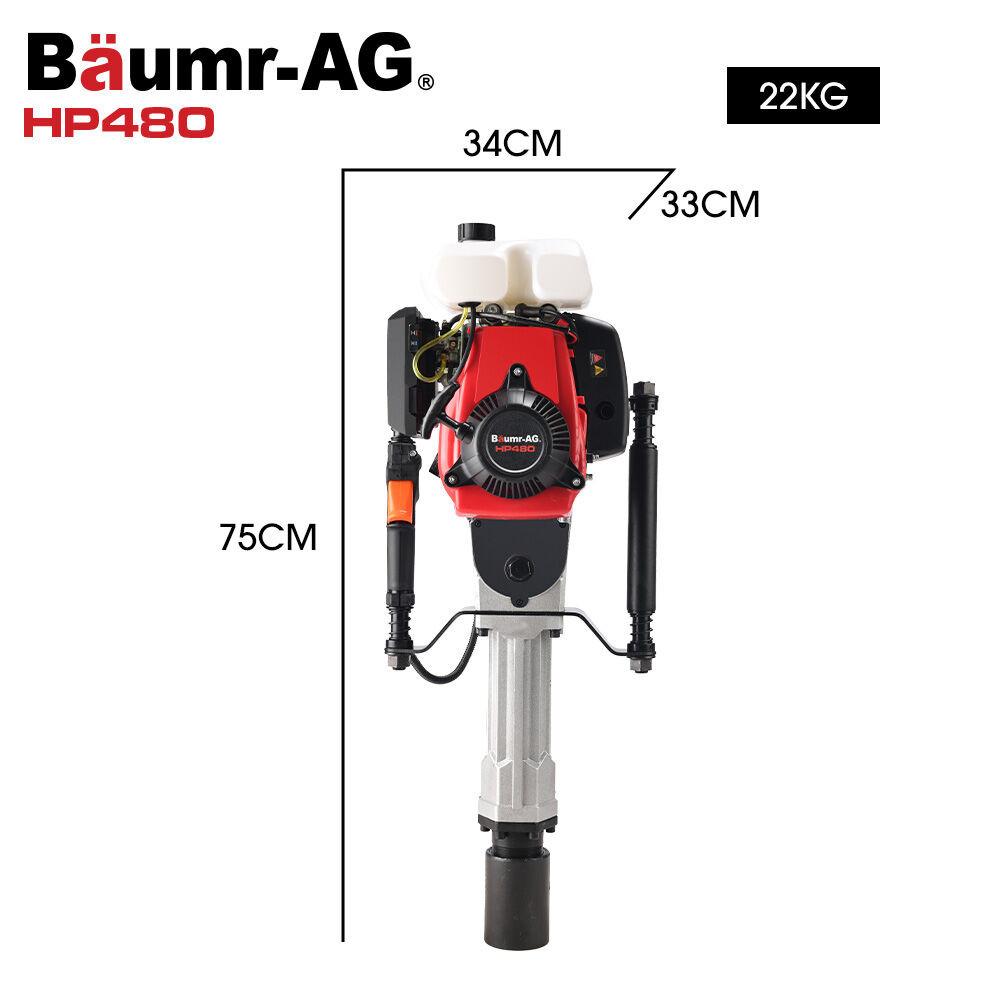 BAUMR-AG HP480 55cc 4-Stroke Petrol Post Driver, with 2 Piling Socket Sleeves.