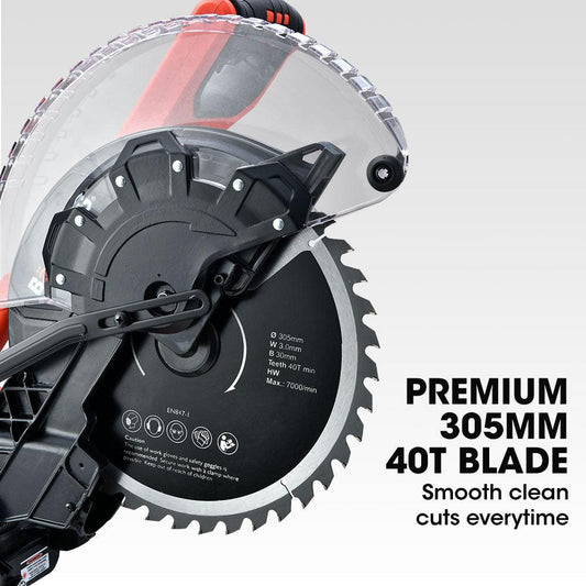 BAUMR-AG 305mm Compound Mitre Saw Dual Bevel Sliding Drop Saws 2200W.