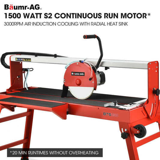 BAUMR-AG 1500W Electric Tile Saw Cutter with 300mm (12") Blade, 920mm Cutting Length, Side Extension Table.