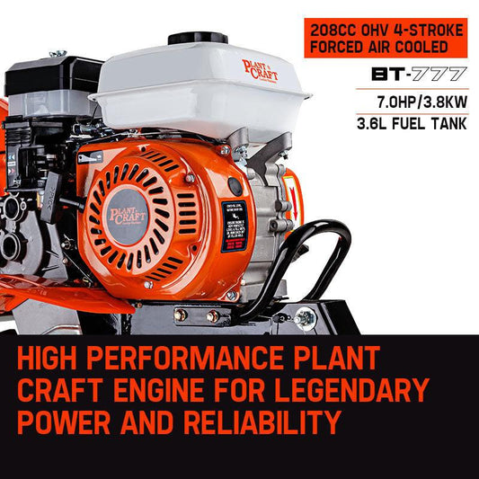 PLANTCRAFT 7.0HP Cultivator Tiller Plough Self-Propelled Rotary Rototiller.