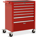 BULLET Pro 7 Drawer Tool Box Cabinet Trolley Storage, Toolbox Garage Organiser Set, Red.