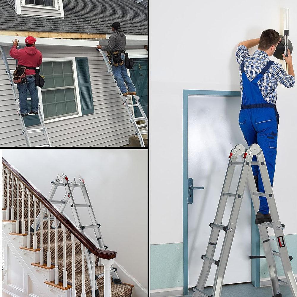 Bullet 2.9m Folding Aluminium Multipurpose Ladder, w/ Workshelf Platform, Spring Assisted Rapid Safety Lock Adjusters.