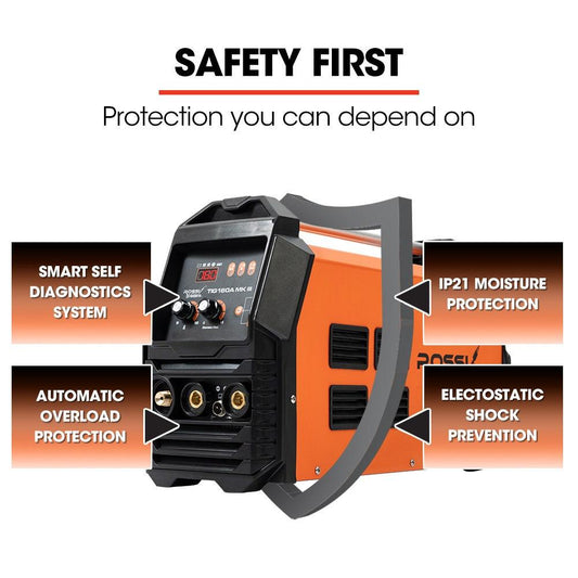 ROSSI 160 Amp AC DC TIG MMA ARC Stick Inverter Welder, Ideal for Aluminium and Copper Welding, 15A Plug.
