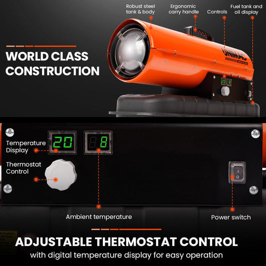 UNIMAC 20KW Portable Industrial Diesel Direct Forced Air Space Heater.