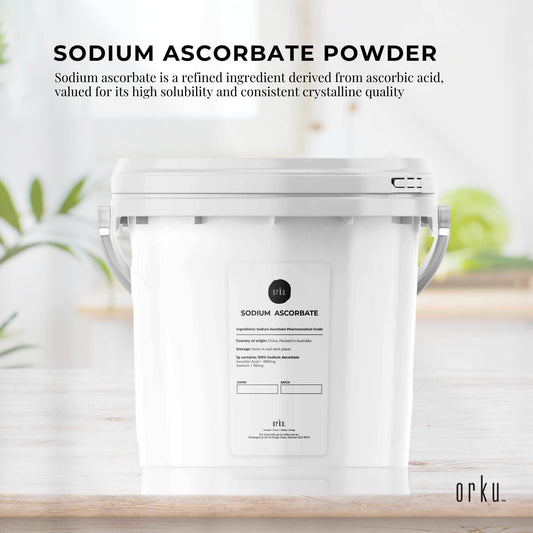 Orku 5Kg Sodium Ascorbate Tub - High Purity Soluble Crystalline Powder.