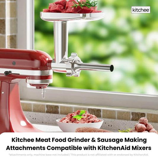 Kitchee Meat Food Grinder Sausage Attachment - Compatible with KitchenAid Mixers.