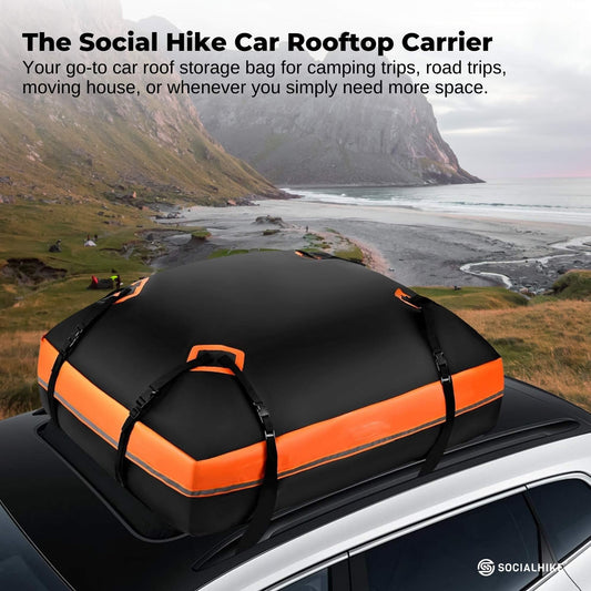 Social Hike 428L Car Rooftop Storage Carrier - Soft-Shell Waterproof Roof Bag.