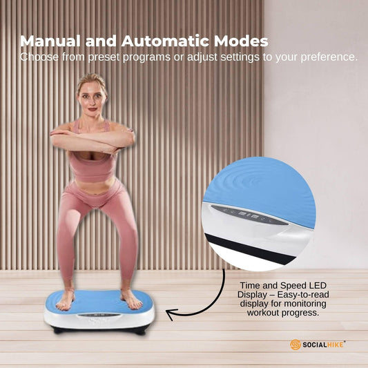 Social Hike Vibration Plate Machine Full Body Vibrating Exercise Platform Blue.