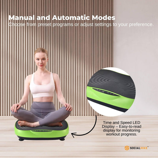 Social Hike Vibration Plate Machine Full Body Vibrating Exercise Platform Green.