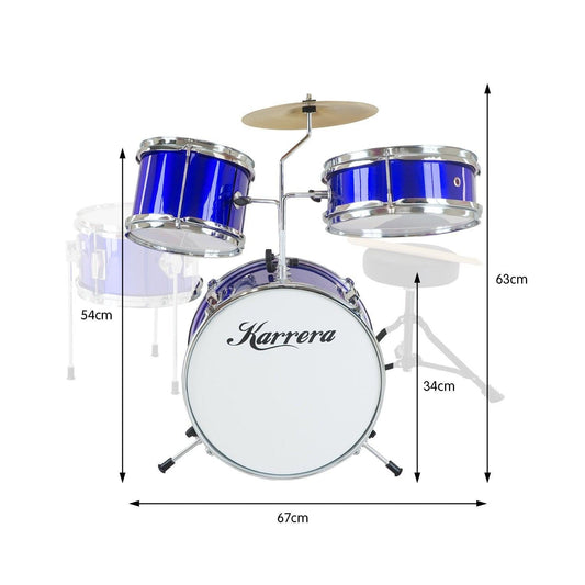 Karrera Children's 4pc Drum Kit - Blue.