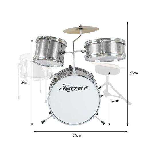 Karrera Childrens 4pc Drum Kit - Silver.