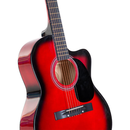 Karrera Acoustic Cutaway 40in Guitar - Red.